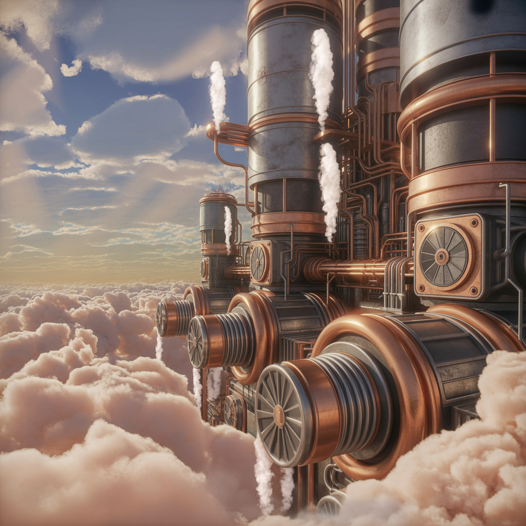 A steampunk clockwork city floating in the clouds, intricate mechanical details, concept art